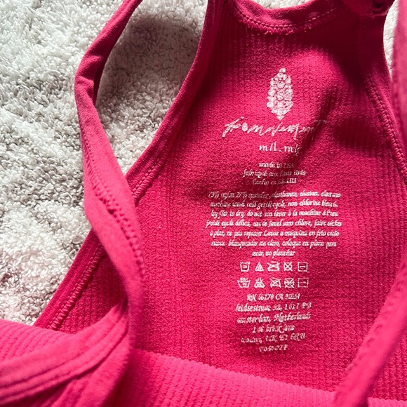 Free People Pink Ribbed Racerback Tank Top m/l - Picture 2 of 3
